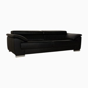Divano a tre posti di marca Blues in pelle nera di Ewald Schillig