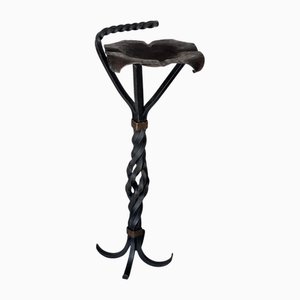 French Forged Iron Ashtray on Stand, 1970s