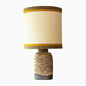 Brown and Beige Ceramic Floor or Table Lamp, Denmark, 1960s