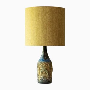Ceramic Floor or Table Lamp with Silk Lampshade attributed to R. Houben, 1970s