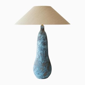 Ovoid Ceramic Table or Floor Lamp with Lampshade attributed to R. Houben, 1970s
