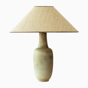Ovoid Green Ceramic Floor Lamp with Lampshade attributed to R. Houben, 1970s