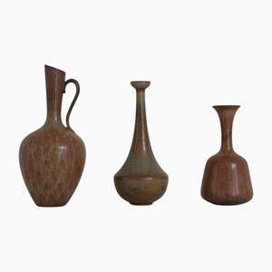 Vasos suecos de cerámica de Gunnar Nylund para Rörstrand, años 50. Juego de 3