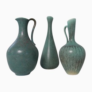 Vasos de cerámica de Gunnar Nylund para Rörstrand, años 50. Juego de 3