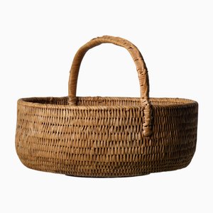 Cesta de abedul del norte de Suecia antigua grande con asa