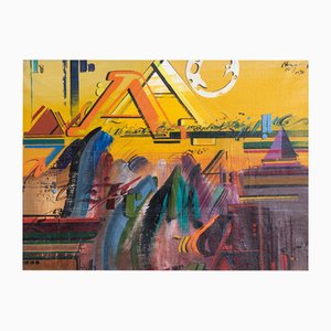 Adolf Genovart, Composition calligraphique abstraite, Peinture à l'huile