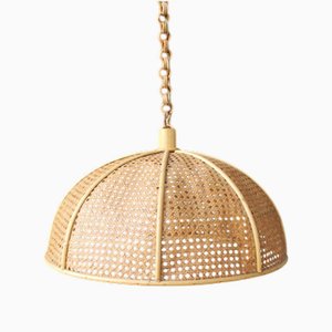 Lampe à Suspension Mid-Century en Osier, 1960s