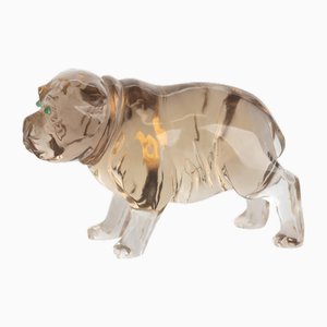 Russian Smoky Quartz Bulldog with Inset Emerald Eyes attributed to Carl Faberge