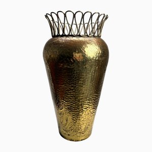 Mid-Century Hammered Brass Umbrella Stand in the style of Gio Ponti, 1950s
