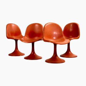 Single-Base Orange Chairs, Set of 4