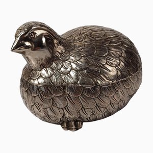 Boîte Mid-Century en Forme de Caille Plaquée Argent dans le style de Mauro Manetti, 1970s