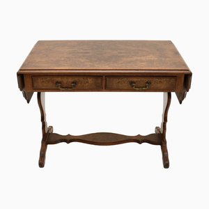 Antique Burr Walnut Drop Leaf Coffee Table, 1930s