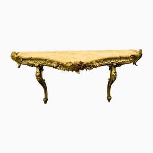 Consola barroca dorada con tablero de mármol Giallo Reale, siglo XVIII