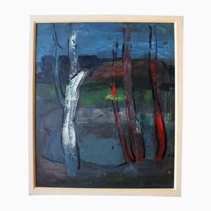 Aleksandr Rodin, Paesaggio di campagna, 1992, Olio su cartone