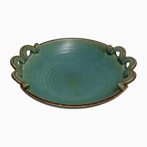 Türkisblaue Art Deco Obstschale aus Keramik, 1920er