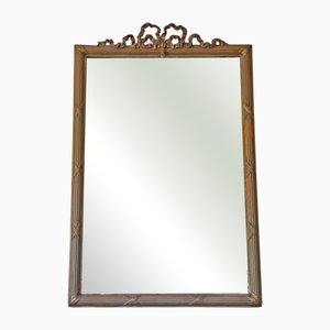 Large Antique Overmantle Wall Mirror Dark Gilt Ornate Frame, 19th Century