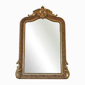 Miroir Mural Overmantle Antique Doré en Doré, 1890s