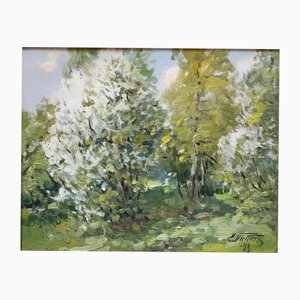Edgars Vinters, Blooming Trees, 1990, Olio su cartone