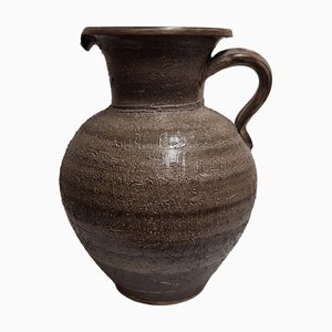 Deutsche Vintage Keramikvase mit Beige-Brauner Glasur, 1970er