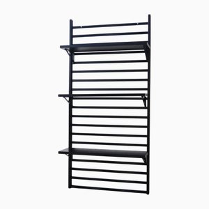 Wall Bookcase Wooden Rack with Lacquered Ash Shelves, 1980s