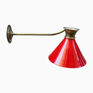 Lampada da parete vintage in ottone e alluminio, Italia, anni '60