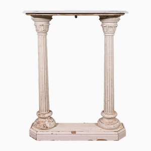 English Corinthian Console Table in Pine & Marble, 1880s
