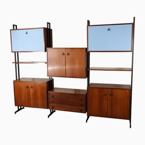 Vintage Italian Wood and Metal Bookcase, 1960s