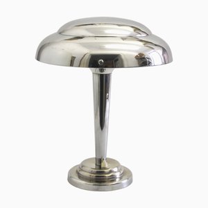 Lámpara de mesa francesa Art Déco grande cromada, años 30