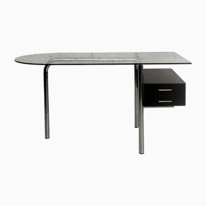 Chromed Steel and Glass Desk attributed to Mirto Zocca for Tisettanta Halifax, 1980s