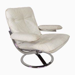 Armchair with White Leather Upholstery from Leolux, 1960s