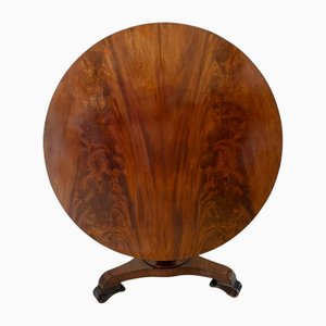 Antique Regency 6 Seater Figured Mahogany Circular Dining Table, 1830s