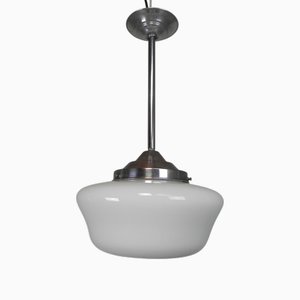 Art Deco Pendant Lamp with White Shade, 1930s