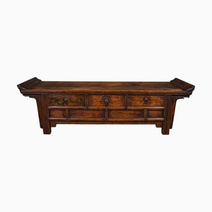 Low Vintage Elm Bay Window Bench, 1930s