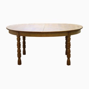 Danish Brutalist Oak Extending Dining Table in the style of Henning Kjærnulf, 1960s