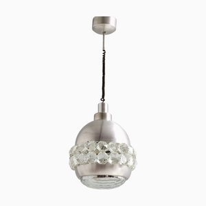Lampada postmoderna in alluminio, cristallo e vetro attribuita a Pia Guidetti Crippa per Lumi, anni '60