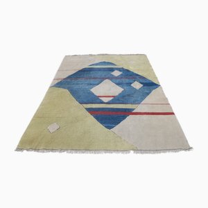 Alfombra Bauhaus tejida a mano, años 70
