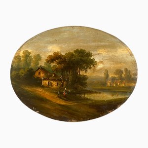 Artista tedesco, Paesaggio, metà XIX secolo, Olio su tavola