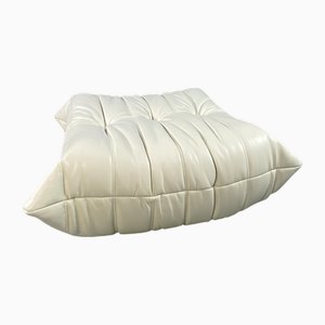 French Togo Ottoman in White Leather attributed to Michel Ducaroy for Ligne Roset