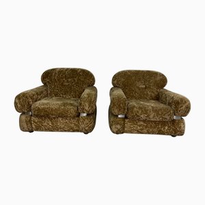 Poltrone in velluto, anni '70, set di 2