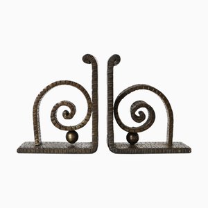 Art Deco Wrought Iron Bookends, 1930s, Set of 2