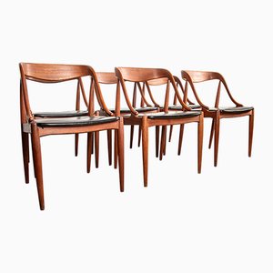 Danish Chairs in Teak and Leatherette Model 16 by Johannes Andersen for Uldum Mobelfabrik, 1965, Set of 6