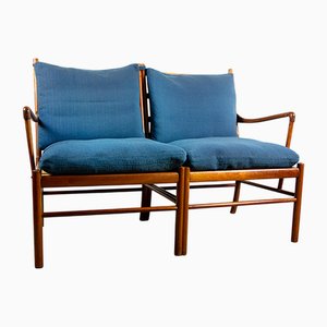 Canapé 2 Places en Acajou et Rotin Modèle Pj 149/2 par Ole Wanscher pour Poul Jeppesen, Danemark, 1960s