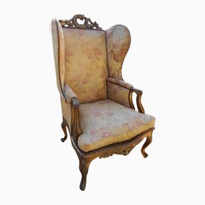 Early 18th Century Gilded Carved Oak Wooden Highback Armchair