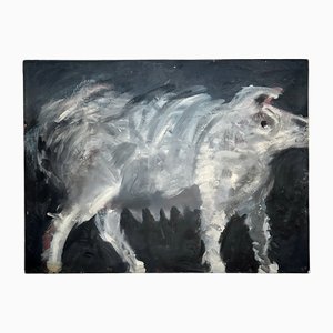 Pig in Black and White, 1974, Oil on Canvas