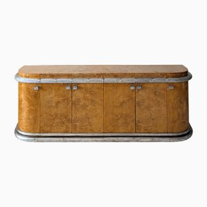 Credenza Hollywood Regency Art Deco in noce e argento dorato, anni '60