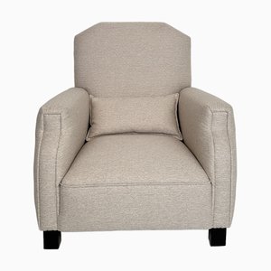 Silla alemana Art Déco vintage de tela blanca, años 20