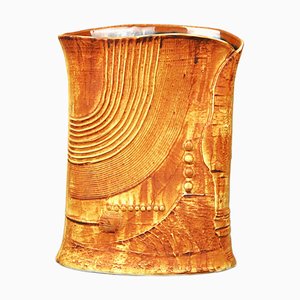 Terra Series Bronze Vase with Relief Decor by Bertil Vallien for Rörstrand, 1978