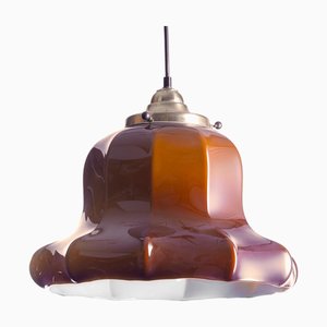 Lampada a sospensione vintage in vetro marrone di Peill & Putzler, Germania, anni '70