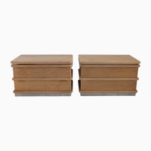 Comodini grandi postmoderni in quercia di Jay Spectre, USA, anni '80, set di 2