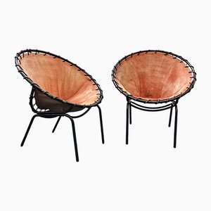 Poltrone Ballon Mid-Century moderne in pelle scamosciata di Hans Olsen per Lusch & Co., anni '50, set di 2
